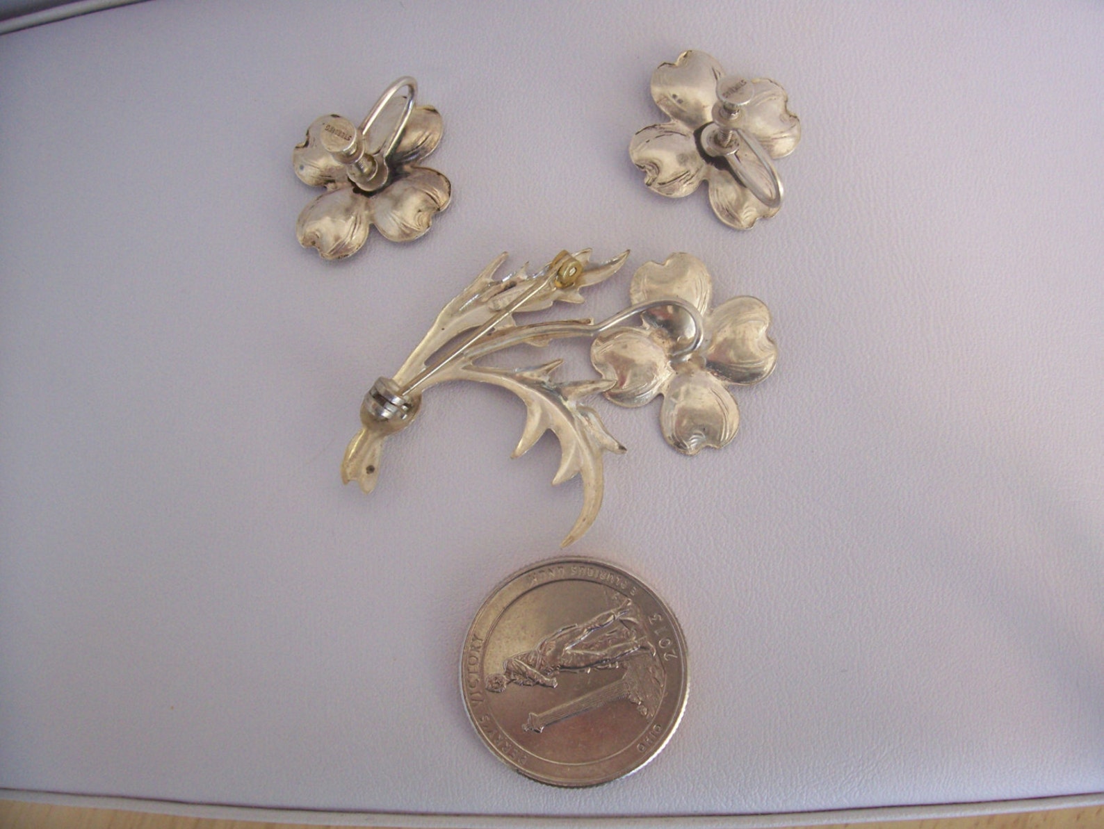 Vintage Nye Dogwood Brooch and Earrings set in Sterling Silver | Etsy