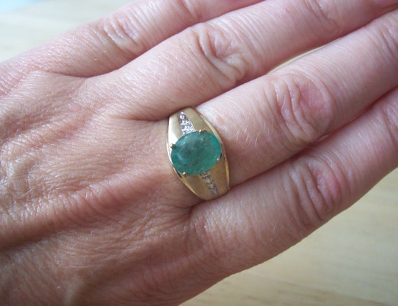 Vintage Huge Natural emerald and Diamond Accent R… - image 8