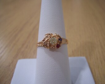 Natural Light Yellow Diamond Ruby and Sapphire Ring in 14kt Yellow Gold
