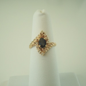 Vintage Natural Blue Sapphire and Diamond Ring in 14kt Yellow Gold