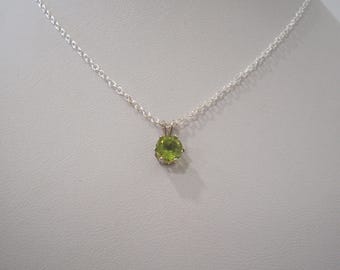 Handmade Natural Peridot Pendant and Chain in Sterling Silver