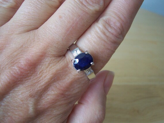 Vintage Natural Sapphire and Diamond Ring in 14kt… - image 7