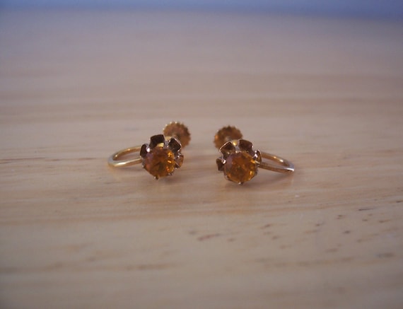 NON Pierced Dainty Vintage Natural Citrine Screw B
