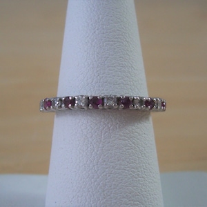 Vintage Natural Ruby and Diamond Band Ring in White Gold