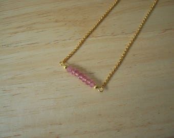 Handmade Natural Pink Tourmaline Bar Style Necklace