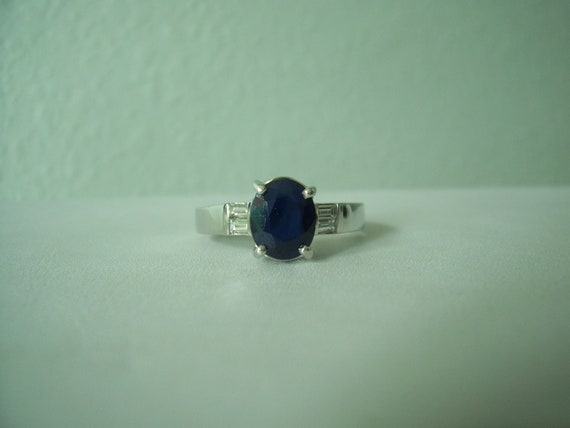 Vintage Natural Sapphire and Diamond Ring in 14kt… - image 2