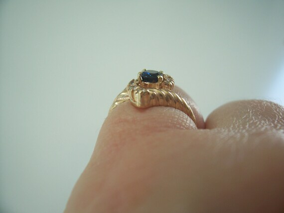 Vintage Natural Blue Sapphire and Diamond Ring in… - image 10