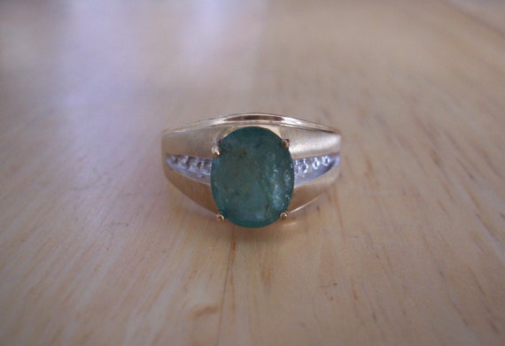 Vintage Huge Natural emerald and Diamond Accent R… - image 1