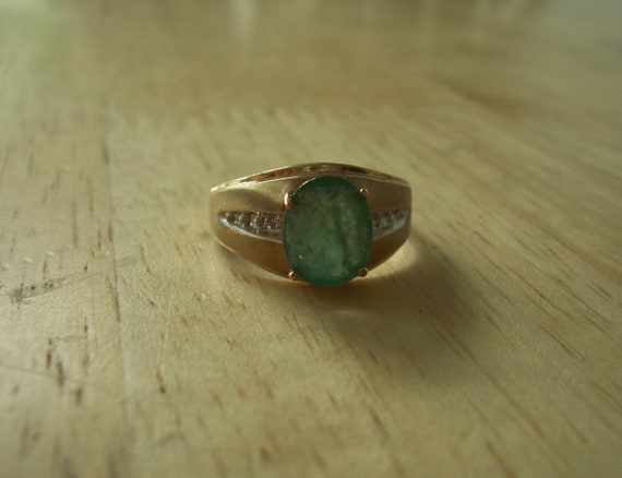 Vintage Huge Natural emerald and Diamond Accent R… - image 4