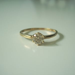 Beautiful Natural Candle light Champagne Diamond Solitaire Engagement Wedding Ring In Yellow Gold Almost a half carat