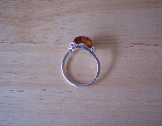 Vintage Natural Amber Pear Shape Stone Ring Set i… - image 4