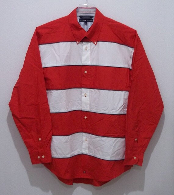 red long sleeve tommy hilfiger shirt