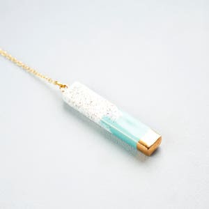 Long Bar Necklace,  Thin Bar Necklace, Ceramic bar pendant, Y necklace, Mint green necklace