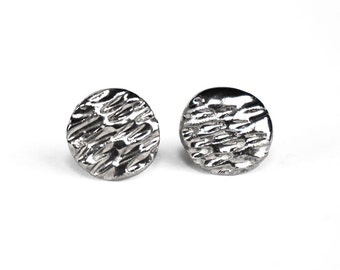 Round porcelain earrings with platinum / Porcelain jewelry / Ceramic jewelry / Ceramic earrings / Unisex stud earrings / Minimalist earrings