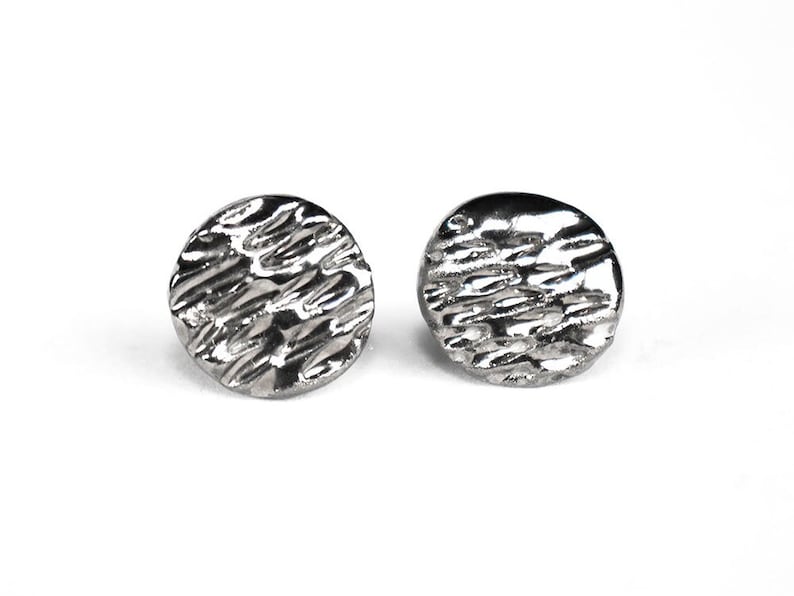 Round porcelain earrings with platinum / Porcelain jewelry / Ceramic jewelry / Ceramic earrings / Unisex stud earrings / Minimalist earrings image 1