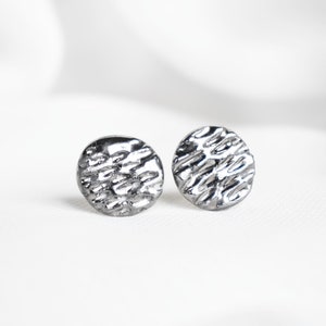 Round porcelain earrings with platinum / Porcelain jewelry / Ceramic jewelry / Ceramic earrings / Unisex stud earrings / Minimalist earrings image 6