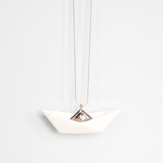 origami boat necklace