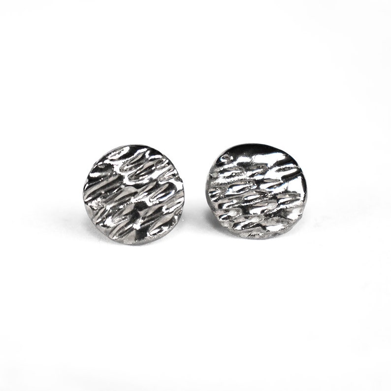 Round porcelain earrings with platinum / Porcelain jewelry / Ceramic jewelry / Ceramic earrings / Unisex stud earrings / Minimalist earrings image 2