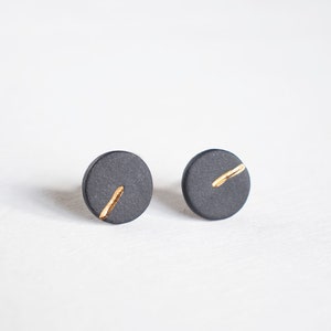 Black matte stud earrings, unisex earrings , mens earrings, porcelain earrings, porcelain studs, simple stud earrings