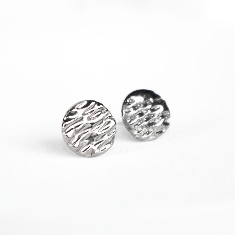 Round porcelain earrings with platinum / Porcelain jewelry / Ceramic jewelry / Ceramic earrings / Unisex stud earrings / Minimalist earrings image 4