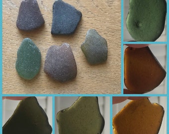 5 Loose Green & Brown Large Sea Glass Pieces From Scotland - Scottish Beach Seaglass JM6