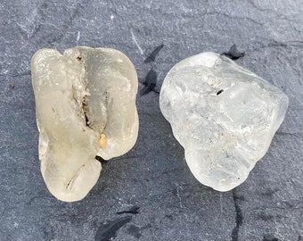 Two Large Loose Sea Glass Pieces From Scotland - White Bonfire Scottish Beach Seaglass CV5