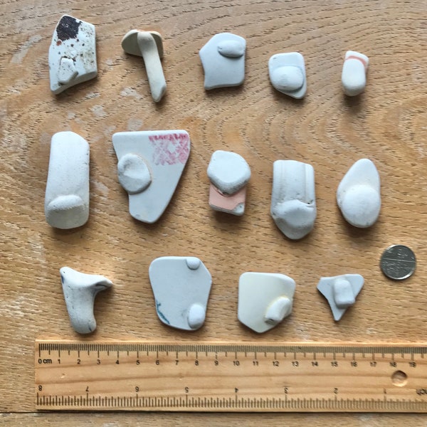 Lot Of Scottish Sea Pottery Pieces From Scotland - Point Where Teacup Handles Have Broken Off