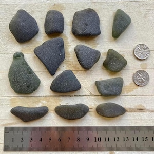 Frosted Loose Secret "Black" Sea Glass Pieces From Scotland -  Green Scottish Beach Seaglass Letter S - Jewellery Quality Bottle Base FD1