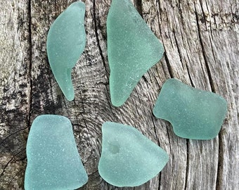 5 Loose Large Sea Glass Pieces From Scotland - Teal Blue Green Scottish Beach Seaglass PQ5