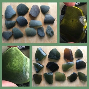 Loose Black Green Brown Sea Glass Bottle Bottom Base Pieces From Scotland - Scottish Beach Seaglass - Beachcombing Finds L