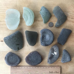Loose Black Green Brown & Seafoam Sea Glass Bottle Bottom Base Pieces From Scotland - Scottish Beach Seaglass - Beachcombing - Barnacle Y3