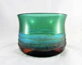 VILLEROY BOCH Jewels line heavy etched art glass bowl Green