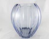 Rosenthal Crystal Blue Ribbed Vase RARE