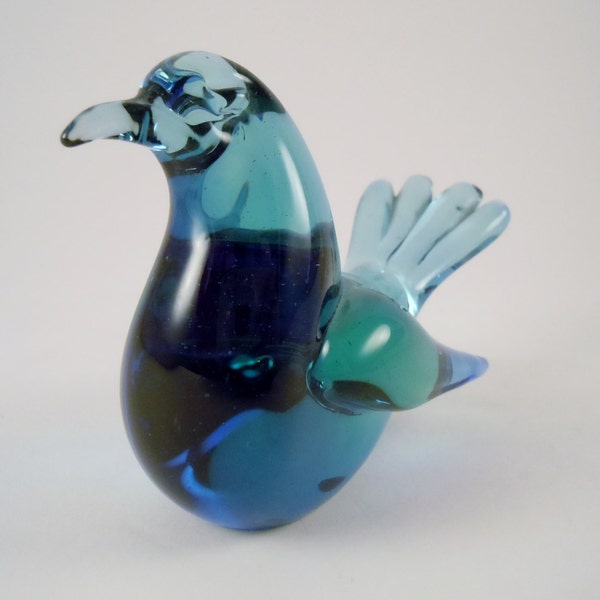 Wunderschöne Sammlerstück Ocean blau Glas Vogel Glas Statue/Figur/Skulptur. Schöne Farbe.
