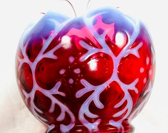 Fenton Cranberry Spanish Lace Rose Bowl W/opalescent - Etsy