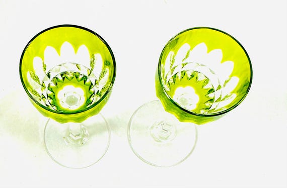 BACCARAT - Suite de 6 verres à vin du Rhin en cristal doublé