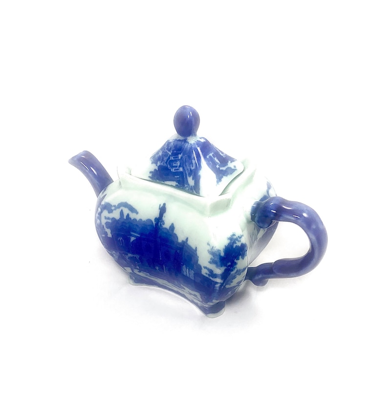 VINTAGE Large Victoria Ware Ironstone Flow Blue & White Teapot Etsy