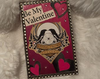 Handmade Valentine Card Spoke Card Cycling Bikes  “Kissing Crows Cyclery”