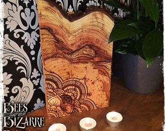 Beautiful Wooden Candle Holder and Book End - Mandala