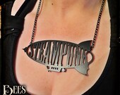 Steampunk Airship Necklace - Laser Cut Acrylic - Black