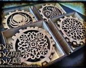 Laser Cut Oak Coaster set (6) - Steampunk - Heart - Love - Skull