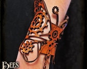 Steampunk - Wrist Leather Bracer Butterfly