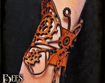 Steampunk - Wrist Leather Bracer Butterfly