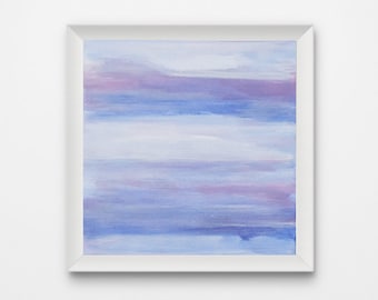 Abstract Canvas Art, Light Blues & Purple, Lunar Mountains, Abstract Water Landscape, Meditative Healing Art, Elizabeth Ellenor