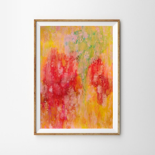 Helle abstrakte Ölgemälde, Original strukturierter Wandkunst, Sommerregen, warme Farben, von australischen Künstlerin Elizabeth Ellenor