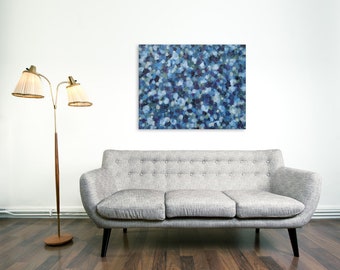 Abstract Oil Painting, Abstract Canvas Art, Purple Blue Green, Original Large Dot Daubs Painting, Australian Artist