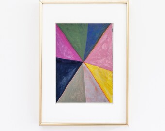 A5 Fine Art Print of Abstract Painting, Giclee Print, Geometric Triangles, Australian Art