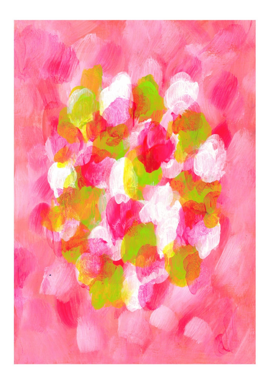 Original Abstract Painting Pink Paper Art Abstract Flowers Etsy