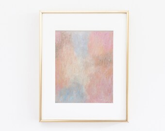 Pink Abstract Painting, 16 x 20 Canvas Panel, Light Peach Pink, Yellow, Australian Art, Elizabeth Ellenor