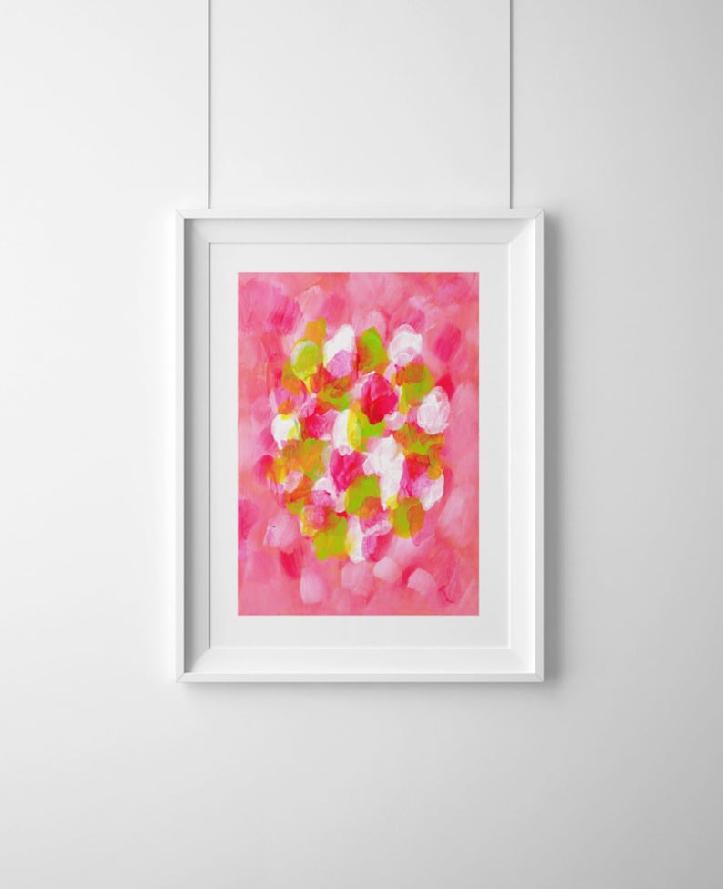 Original Abstract Painting Pink Paper Art Abstract Flowers Etsy